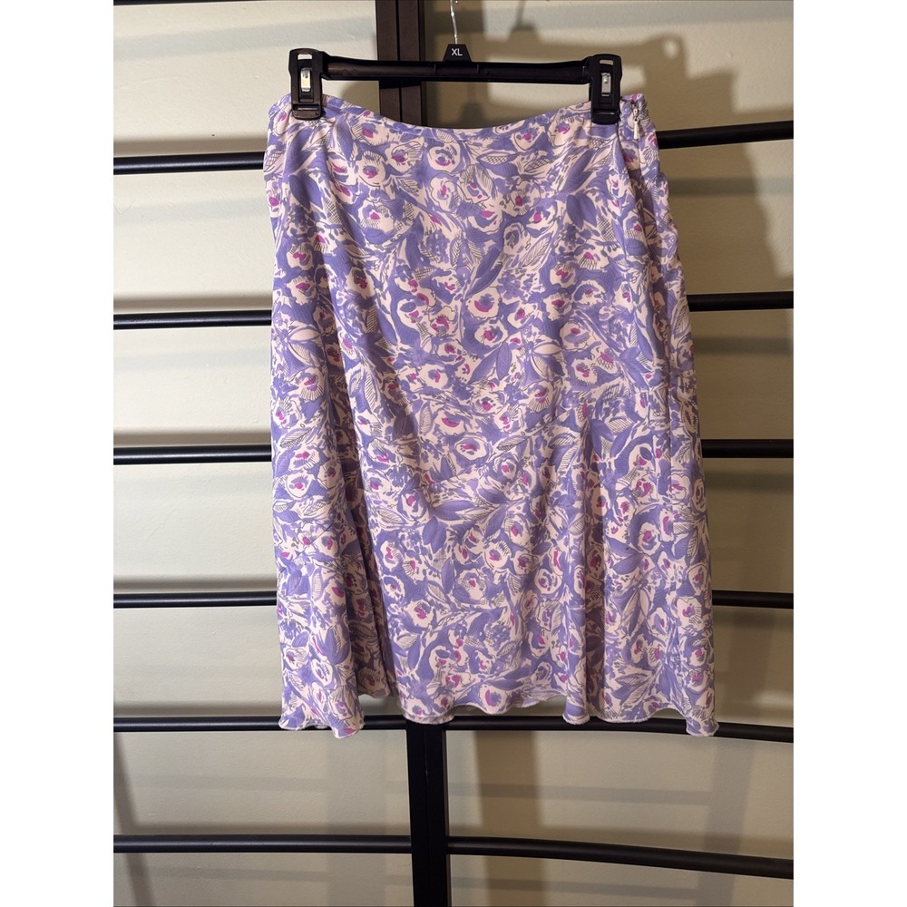 Oscar De La Renta Floral Girly Spring Boho‎ Skirt Lavender Purple Beige Pink 10